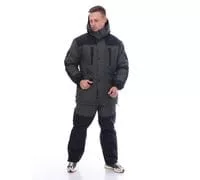 КОСТЮМ ЗИМНИЙ «ТАЙГА» ХАКИ С ЧЁРНЫМИ ВСТАВКАМИ